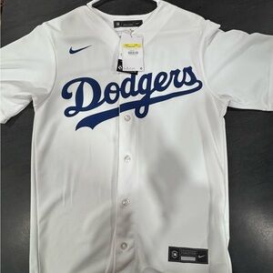 Nike White and Blue Dodgers Jersey